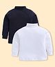 Nottie Planet Cotton Knit Pack Of 2 Full Sleeves Solid Tee - White & Navy Blue