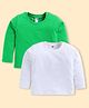 Nottie Planet Cotton Knit Pack Of 2 Full Sleeves Solid Tee - White & Green