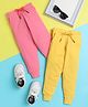 Knitting Doodles  Pure Cotton Terry Pack Of 2 Solid Pants - Yellow & Pink