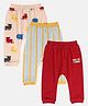 MINI KLUB Pack Of 3 Animals & Typography Printed Joggers - Red Yellow & Peach