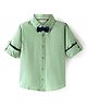 INFINITY Cotton Full Sleeves Solid Shirt with Bow - Green