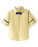 INFINITY Cotton Full Sleeves Solid Shirt with Bow - Yellow