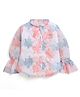 Tiny Girl Full Bell Sleeves Floral Printed Shirt Style Top - Peach