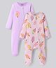 Bonfino Cotton Knit Full Sleeves Footed Sleep Suits With Ice Cream Print Pack Of 2 - Lavender & Pink