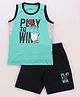 Bumchums Single Jersey Knit Sleeveless Tank T-Shirt & Shorts Set With Basketball Print - Mint Green & Black
