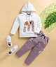 TOONYPORT Cotton Blend Full Sleeves M Alphabet & Smily Designed Hoodie With Pant Set - Grey