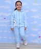 The Mom Store Cotton Full Sleeves Unicorn Printed Hoodie & Joggers Set - Sky Blue