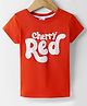 Smarty Girls Cotton Knit Half Sleeves T-Shirt With Cherry Red Print - Red