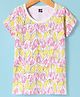 Evimo Single Jersey Knit Half Sleeves T-Shirt With Floral Print - Pink