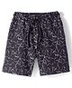 Evimo Single Jersey Knit Above Knee Length Shorts With Abstract Print - Charcoal Grey