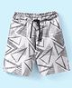 Evimo Single Jersey Knit Above Knee Length Shorts With Abstract Triangles Print - Light Grey