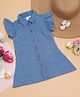Creative Kids Sleeveless Frill Detailed Solid Denim Dress - Blue