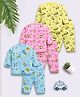 Little Ninja Cotton Pack Of 3 Full Sleeves Space Theme & Animal Printed Coordinating Tee & Pajama Set - Multi Colour