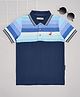 Pantaloons Junior Cotton Half Sleeves Striped Polo Tee - Blue