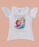 Pantaloons Junior Cotton Disney Frozen Featuring Half Cold Shoulder Sleeves  Characters Printed Top - White