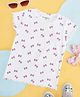 Pantaloons Junior Cotton Elastane Half Sleeves Butterfly Printed Tee - Off White