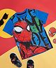 Pantaloons Junior Cotton Spandex Spiderman Featuring Half Sleeves Character Printed Tee - Blue
