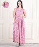 Moms Maternity Sleeveless Abstract Printed Maxi Dress With Nursing Access - Pink