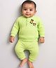 Somersault Cotton Full Sleeves Dog Embroidered Sweater & Coordinating Pant Set - Green