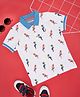 Pantaloons Junior Cotton Half Sleeves Parrots Printed Polo Tee - White