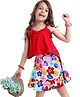 Ollington St. Sinker Knit Singlet Sleeves Top & Floral Printed Skirt - Red Pink Blue