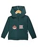 The Mom Store Cotton Knit  Full Sleeves Puppies Printed Hooded Sweatjacket - Green