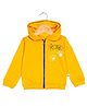 The Mom Store Cotton Full Sleeves Roar Text Printed Hooded Jacket - Yellow
