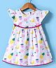 Dew Drops Cotton Woven Cap Sleeves Frock With Fruit Print - Off White