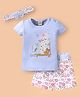 Baby Naturelle & Me Interlock Knit Half Sleeves Top and Shorts with Stripe Animal Print & Head Band - Blue
