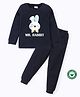 BLUSHES 100% Cotton Knit Full Sleeves Rabbit Printed Night Suit - Navy Blue