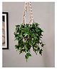 Homesake Artificial Star Hanging Plant with Lupine Leaves Metal Pot ideal vine décor for home, indoor, outdoor spaces (2 Piece)