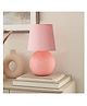 Homesake Bedside Ceramic Table Lamp, Classic Desk lamp for Living Room Bedroom, Farmhouse Nightstand Round pink Fabric Shade