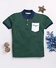 TOONYPORT Cotton Half Sleeves Colour Blocked Polo Tee - Green