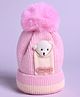M'andy Woollen Bear Designed Handmade With Love Patch Detailed Cap - Pink