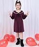 NEUDIS Velvet Full Sleeves Lace Embellished Dress - Burgundy