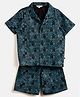 StyloBug Cotton Half Sleeves Floral Printed Shirt & Coordinating Shorts Set - Blue