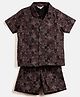 StyloBug Cotton Half Sleeves Floral Printed Shirt & Coordinating Shorts Set - Brown