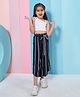 Pspeaches Sleeveless Solid Crop Top With Striped Palazzo Set - Black