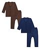 Superminis Melange Woven Pack Of 2 Full Sleeves Solid Thermal Set - Blue & Brown