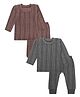 Superminis Knit Pack Of 2 Full Sleeves Striped Thermal Set - Grey & Brown