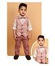 LITTLE COLLARS Linen Full Sleeves Abstract Printed 3 Piece Party Suit Set - Rose Pink