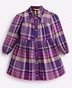 Somersault Cotton Full Sleeves Checked Shirt Style Dress - Purple & Pink