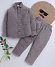 BAATCHEET Cotton Corduroy Full Sleeves Solid Shirt With Coordinating Pant Set - Grey