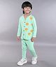 BAATCHEET Knitted Full Sleeves Hot Air Balloons Printed Shirt With Pant Set - Green