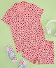 Pantaloons Junior Cotton Knit Half Sleeves Hearts Printed Coordinating Night Wear Set - Red
