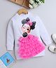NAVKIYA G Fleece Full Sleeves Doll Applique Detailed & Pearls Embellished Sweatshirt Dress - White
