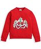 ZIP ZAP ZOOP Cotton Knit Christmas Theme Full Sleeves Christmas Tree Printed Sweatshirt - Red