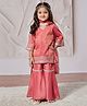 Vastramay Tissue Three Fourth Sleeves Sequins & Lace Embellished Kurta Sharara With Dupatta Set - Rose Pink