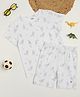 Milou Cotton Half Sleeves Bio Washed Bunny Printed Coordinating Tee & Shorts Set - Off White