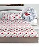 Divine Casa Floral Red & Grey Lightweight King Size Cotton Bedsheet with Elastic Fitted Corners (144 TC, 78 x 72 Inches)